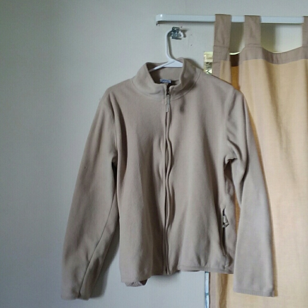 Beige polyester zip up coat